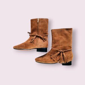 Brown Leather Short Boots, Leather Shoes for Women, Designer Shoes US 7.5